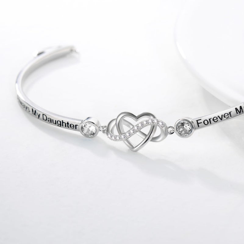 AOBOCO 925 Sterling Silver Adjustable Infinity Heart Bangle Bracelet for Sister Best Friend Daughter Mom Grandma Granddaughter Daughter in Law Godmother Goddaughter Stepmom Stepdaughter - Image 3